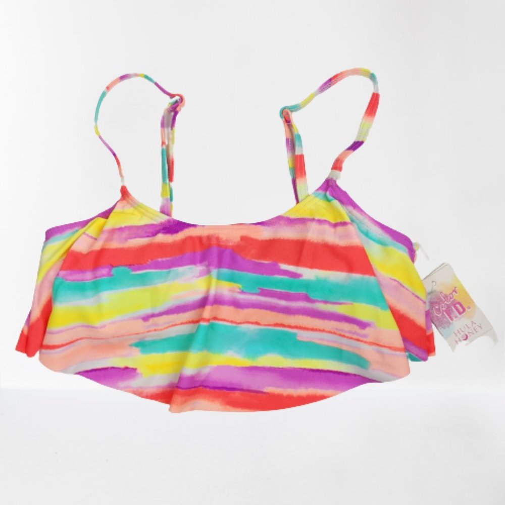Hula Honey XS Rainbow Flounce Bikini Top